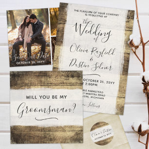 Rustic Wood Wedding Invitation   Country Farm Barn