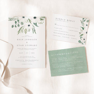 Botanical Watercolor Photo Save the Date Card