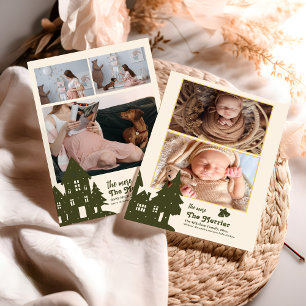 Photo Christmas Woodland Animals & Cosy Village Foil Holiday Card