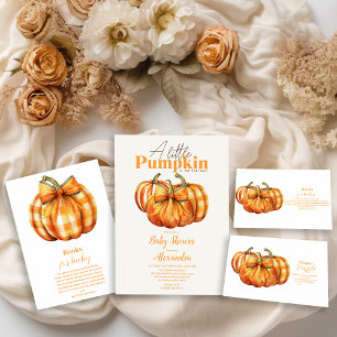 Fall Pumpkin Bow Girl Baby Shower Invitation
