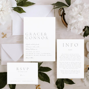 Classic Light Grey Elegant Modern Style Wedding Invitation