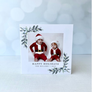 Winter Berries Holly Christmas Trifold Photo Card