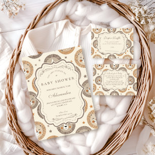 Elegant Neutral Safari Lion Baby Diapper Raffle Enclosure Card