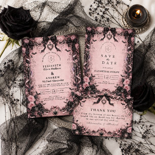 Elegant Pink Goth Wedding Save The Date