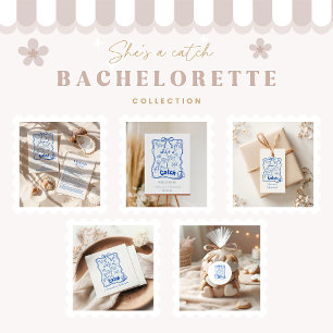 Blue Bow Tropical Bachelorette Invitation