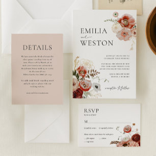 Autumn Bohemian Fall All in One Wedding Invitation