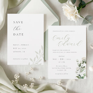 Sage Green and White Floral Wedding Program