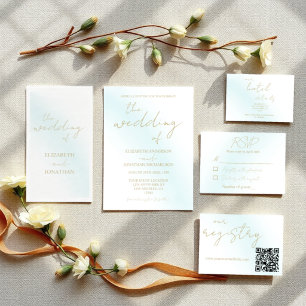Blue Watercolor Wave Wedding Invitation