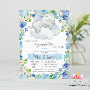 Baby elephant & cloud boy baby shower invitation. invitation