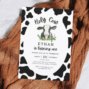 Moo Moo I'm Two Cow 2nd Birthday Photo Invitation