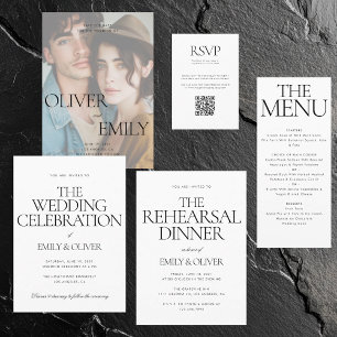 Modern Black White Customised Wedding Invitation