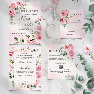Blush Pink Floral Wedding Table Number
