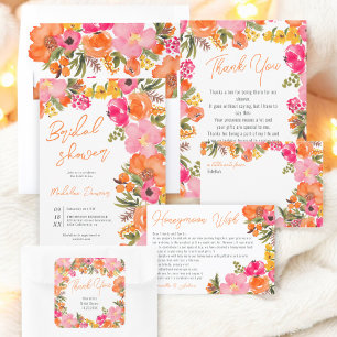 Modern bold flowers thank you bridal shower square sticker