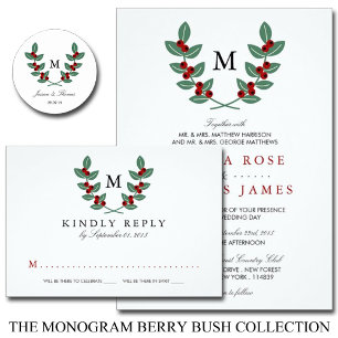 The Monogram Berry Bush Wedding Collection Invitation