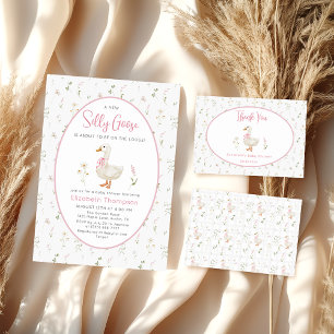 Silly Goose Wildflower Gingham Girl party Wrapping Paper