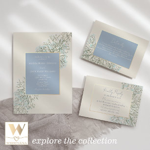 Rustic Floral Dusty Blue Wedding Place Card