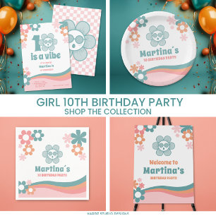 Ten Birthday Girl Party Invitation