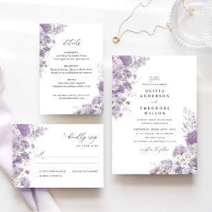 Lavender Floral Wedding Details, Information Enclosure Card