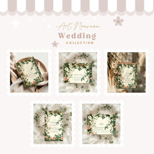 Soft Blush Floral Art Nouveau Wedding Save The Date