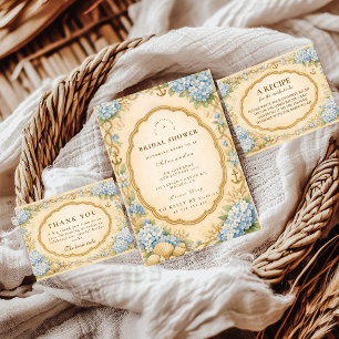 Vintage Coastal Hydrangea Bridal Shower Invitation