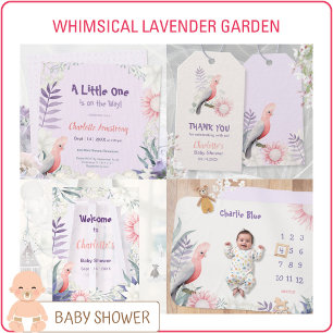 Whimsical Lavender Gender Neutral Baby Shower Invitation