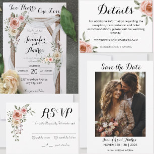 Two Hearts One Love Pink Cream Roses Wine Label