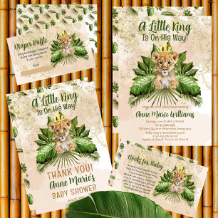Little Lion Cub Tropical Baby Shower Diaper Raffle Enclosure Card