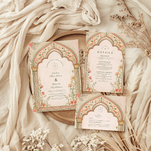 Vintage Elegant Floral Islamic Wedding Save The Date