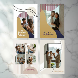 "The Perfect Blend" Modern Geometric Boho Wedding Holiday Card