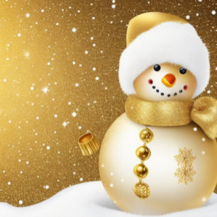 Christmas Return Address Gold Snowman Snowflakes  Return Address Label