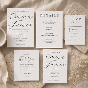 Editable Elegant Script + Serif Wedding Invitation