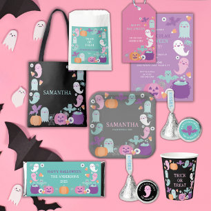 CUTE GHOST HALLOWEEN PINK PARTY INVITATION