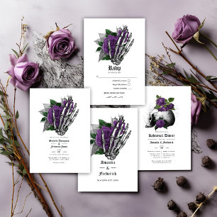 Purple Floral Skeleton Gothic Wedding Program