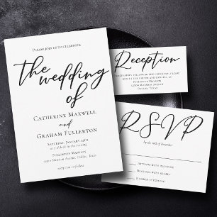 Simple Black White Typography Formal Wedding Invitation