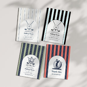 Navy, White & Sage Preppy Country Club Golf Party Invitation