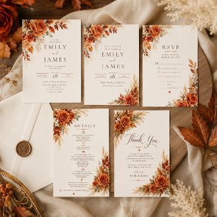 Autumn Harvest Florals Wedding RSVP Card