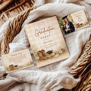 Rustic Boots Graduation Party RSVP Card