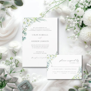 Simple Elegant Greenery Catholic Wedding Invitation