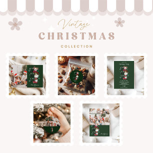 Retro Gingham Santa & Friends Christmas Classic Round Sticker