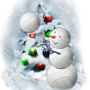 Volleyball Snowman Christmas Holiday Card