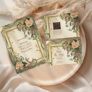 Photo Art Nouveau Elegant Botanical Wedding Save The Date