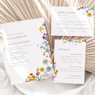Colourful Vintage Wildflower Wedding  Invitation