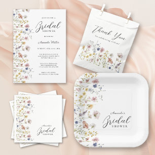 Watercolor Wildflowers Floral Bridal Shower Invitation