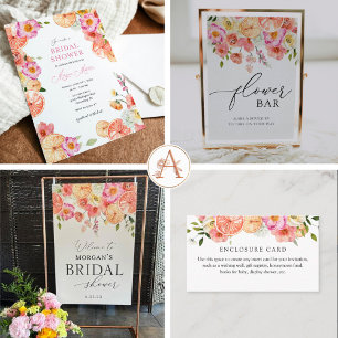 Citrus Pink Flowers Shower Menu