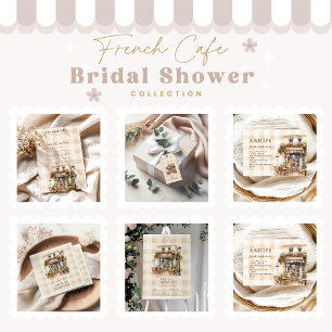 Neutral French Cafe Bridal Shower Invitation