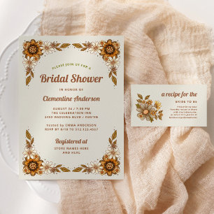 Boho Retro Flowers   Bridal Shower Share a Recipe Enclosure Card