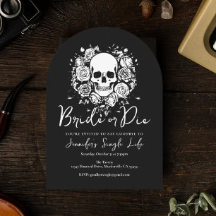 Gothic Black Floral Skull Bachelorette Party  Napkin
