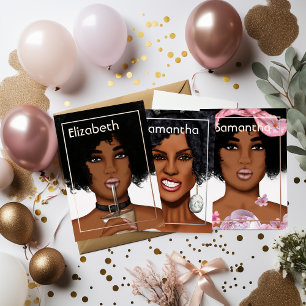 Rose Gold Afro Birthday Party Foil Invitation
