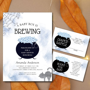 A Baby Boy Is Brewing Halloween Baby Shower Invitation