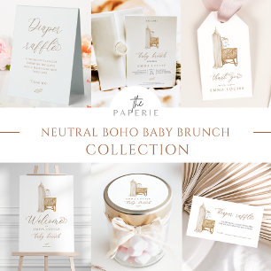 Neutral Boho Baby Brunch  Classic Round Sticker